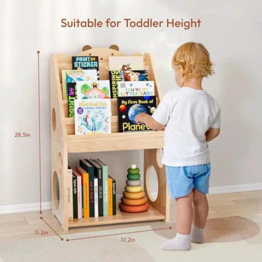 5 Tier Montessori Bookshelf with Toy Storage Large Toddler Bookshelf with Chalkboard Baby Bookcase Book Display Shelve for Bedr from PriceLows™