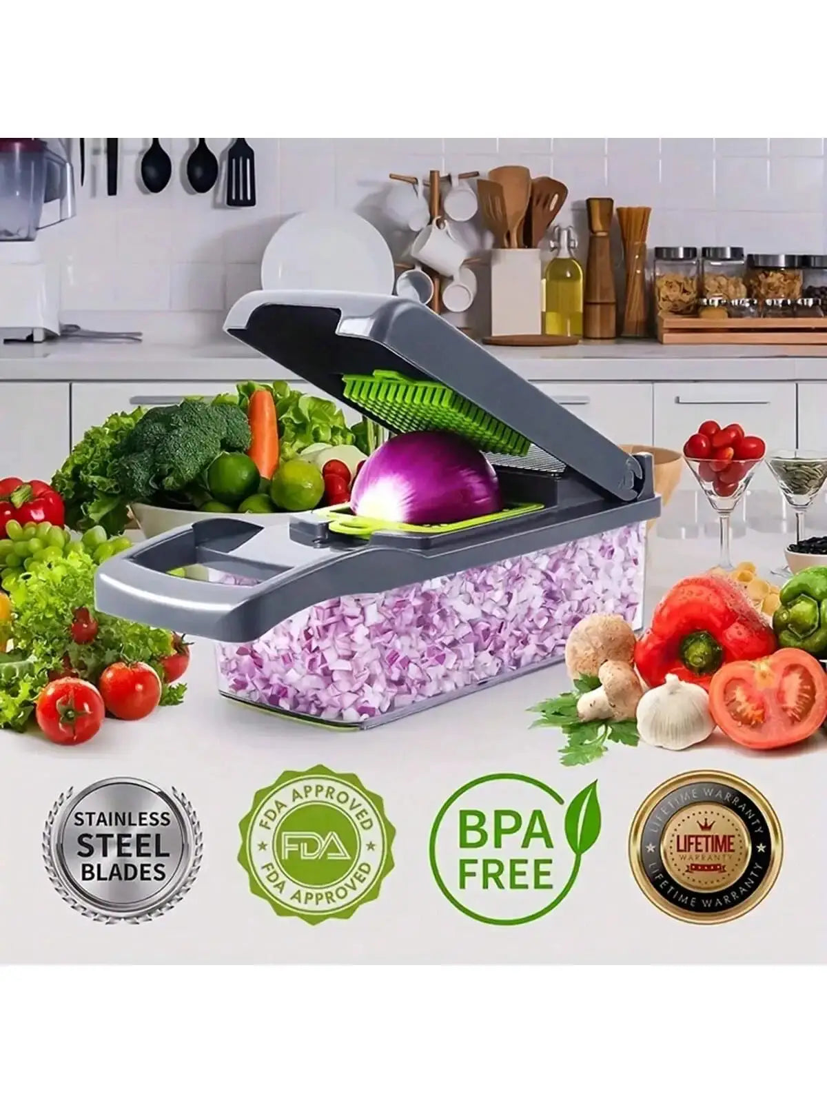 Vegetable Chopper | Multifunctional Tool | With Container | 14pcs/16pcs Set