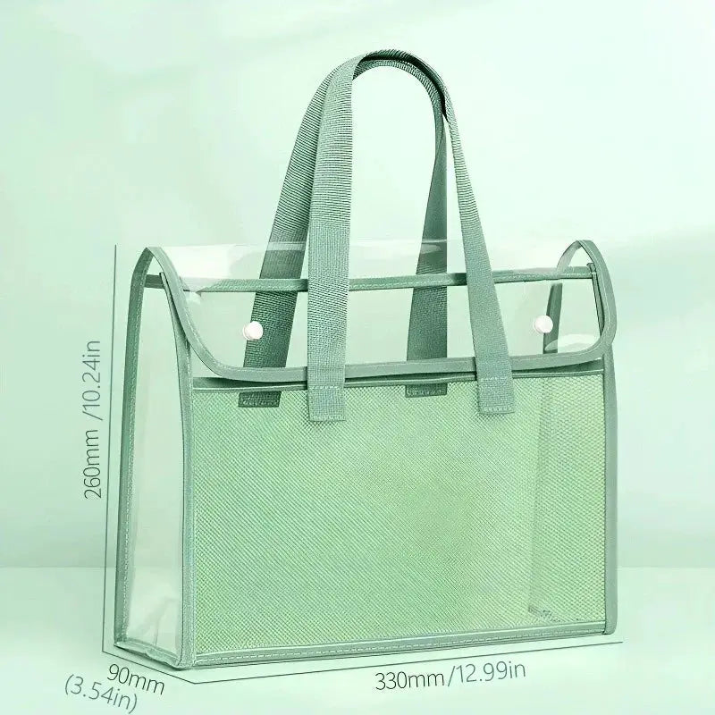 Clear PVC Document Tote Bag | Waterproof Seal | Double Layer | One Size