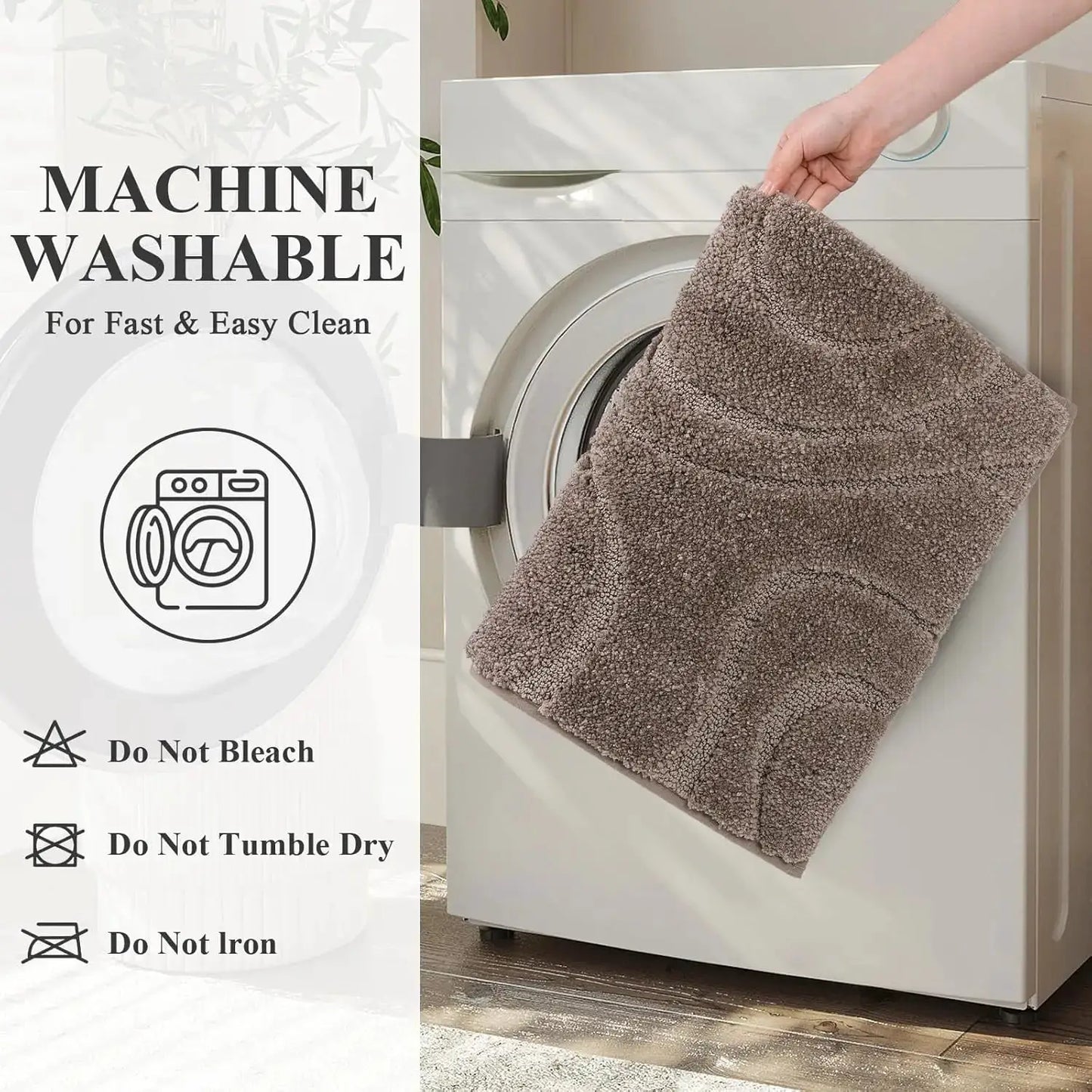HEBE Bathroom Rugs Sets 5 Piece, Soft Absorbent Microfiber Bath Mat for Bathroom, Non Slip Washable Bath Rug Set with To from PriceLows™