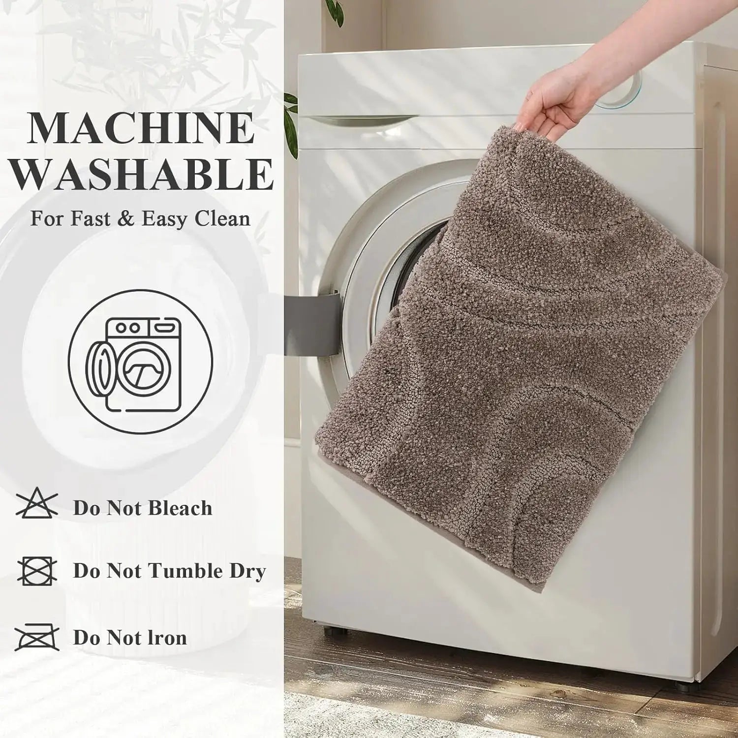 HEBE Bathroom Rugs Sets 5 Piece, Soft Absorbent Microfiber Bath Mat for Bathroom, Non Slip Washable Bath Rug Set with To from PriceLows™
