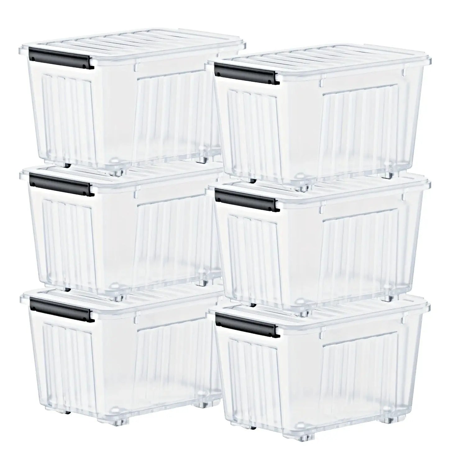 4/6 Pack of Storage Boxes with Lids And Wheels, 72 And 97 Quarts Capacity, Ideal for Storing Various Household Items, Stackable, Available in Three Colors from PriceLows™