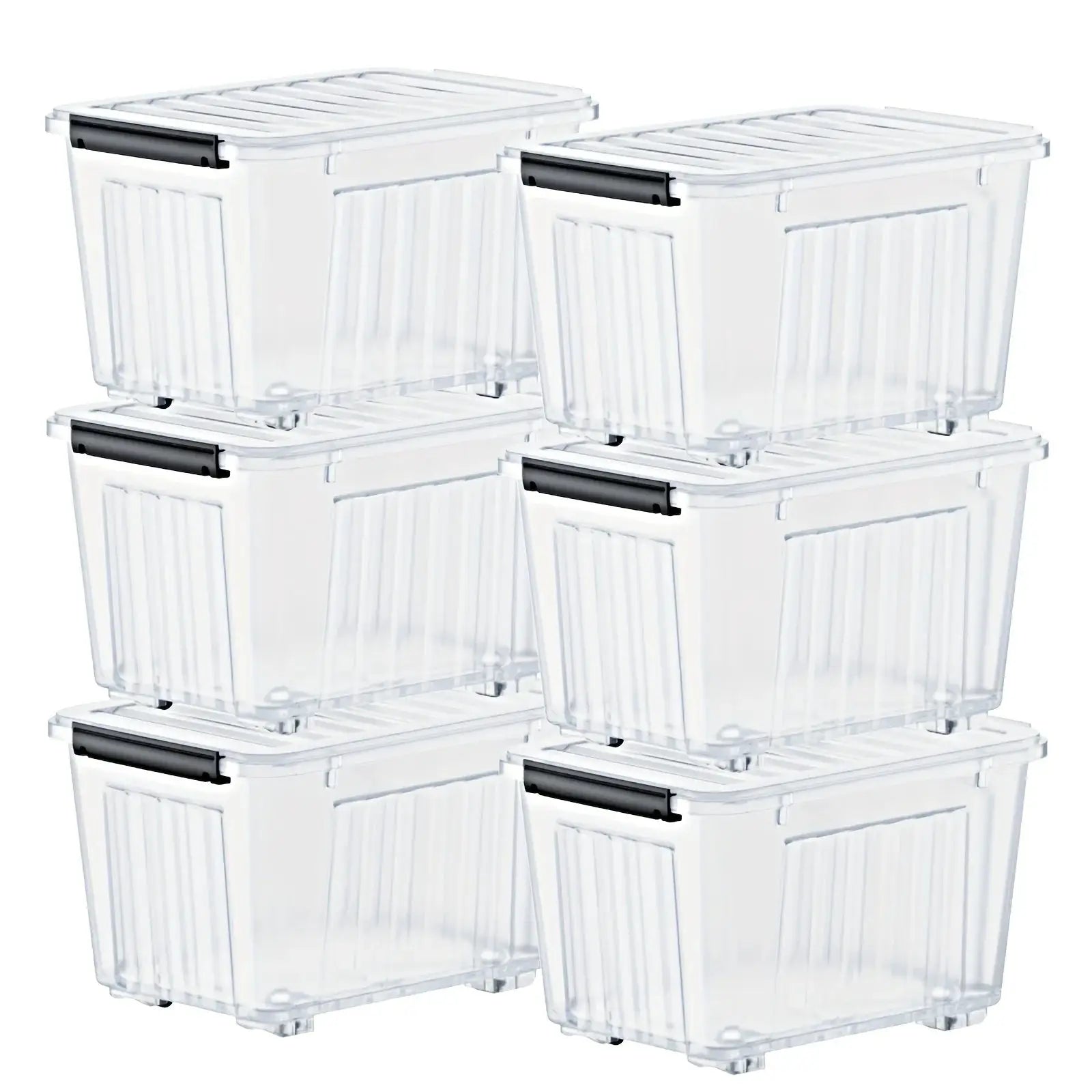4/6 Pack of Storage Boxes with Lids And Wheels, 72 And 97 Quarts Capacity, Ideal for Storing Various Household Items, Stackable, Available in Three Colors from PriceLows™