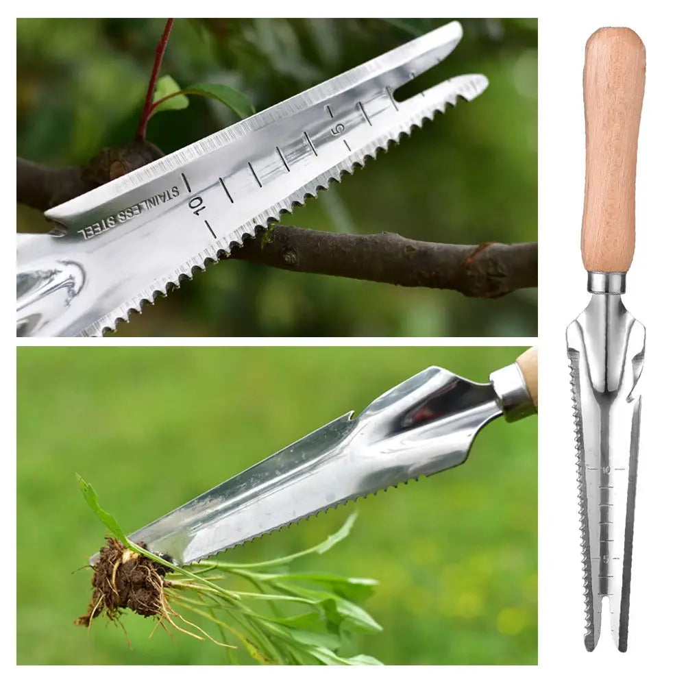5 In 1 Hand Weeder | Premium Garden Tool | Wooden Handle | Transplanting Digging