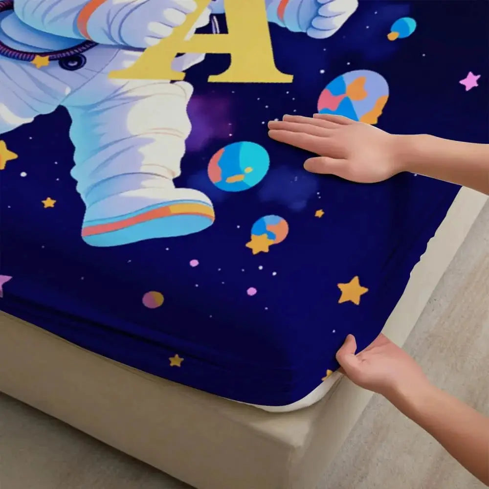 1pc Cartoon Astronaut Print Fitted Sheet Deep Pocket Elastic Mattress Cover Single Double Queen King Bedroom Decor from PriceLows™