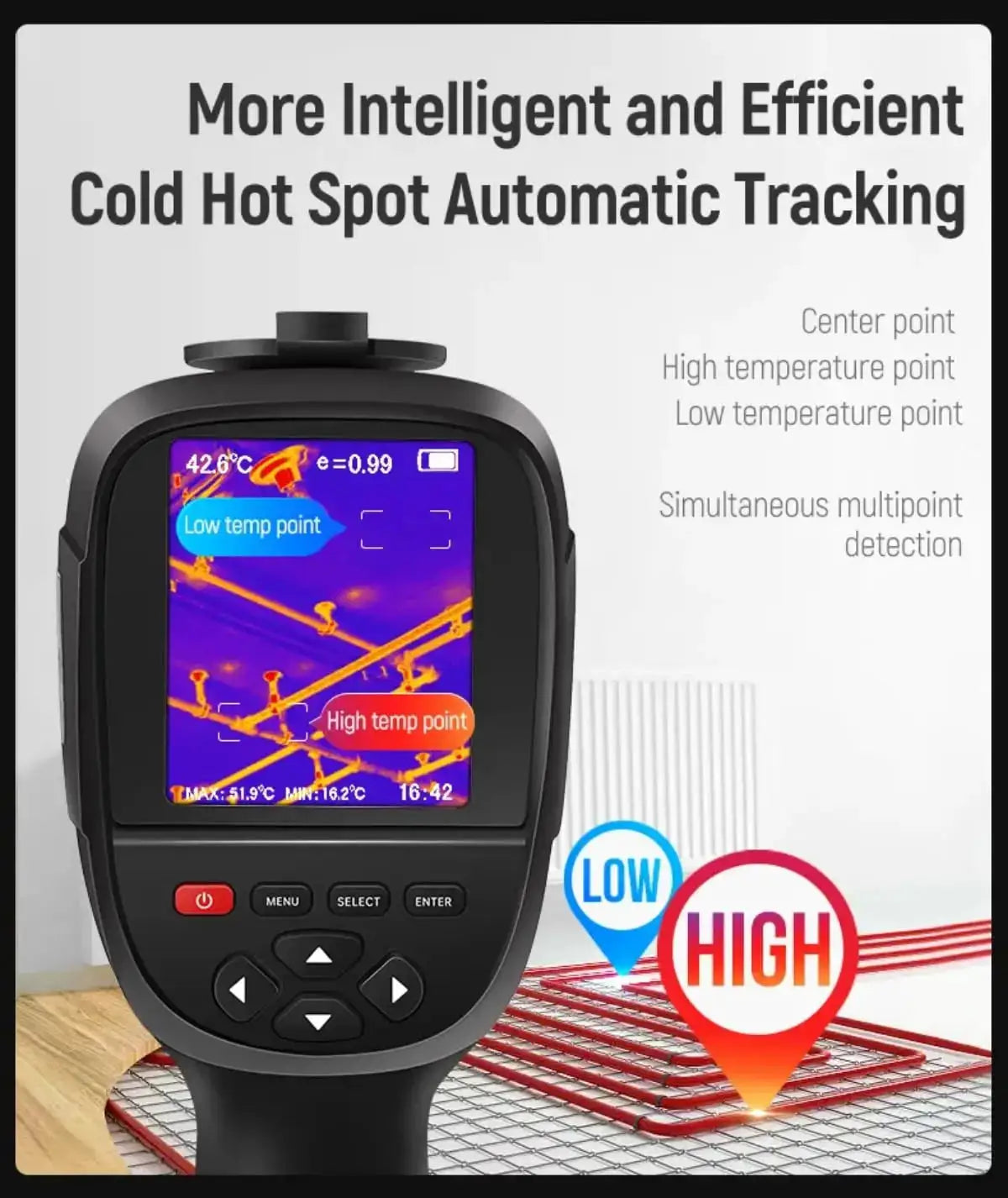 256x192 Thermal Imaging Camera GW256 with Dual-Light Fusion for Home Inspection HVAC Mechanical Maintenance from PriceLows™