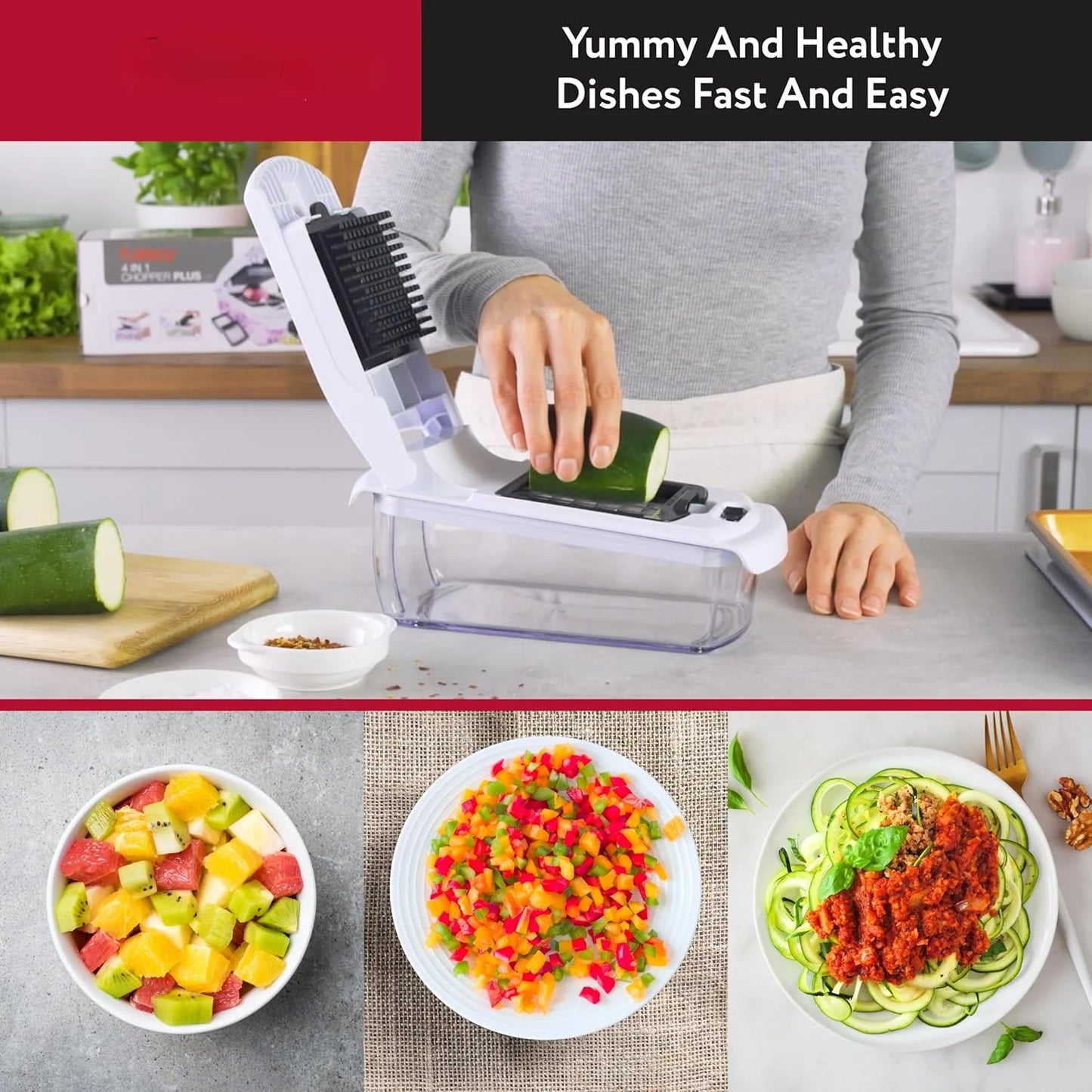 Vegetable Chopper | Spiral Cutter | With Container | One Size
