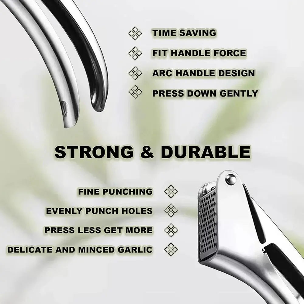 Stainless Steel Garlic Press Ginger Juicer Heavy-Duty Manual Mincer Garlic Crusher for Soups Salads Dips Easy-Clean Kitchen Tool from PriceLows™
