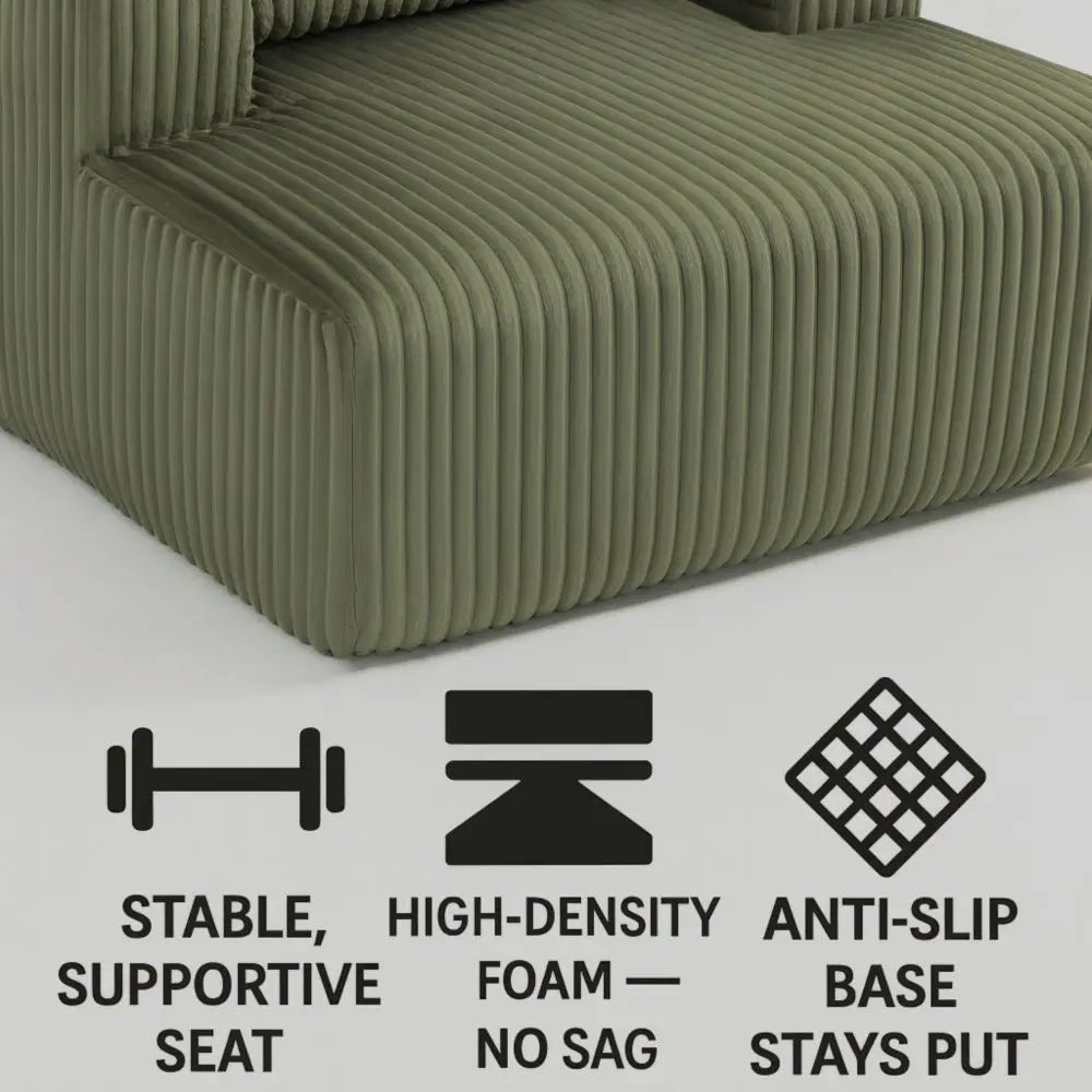 Sofa Bed | 62.6 x 48.23 in | Corduroy Fabric With 2 Lumbar Pillows | Green