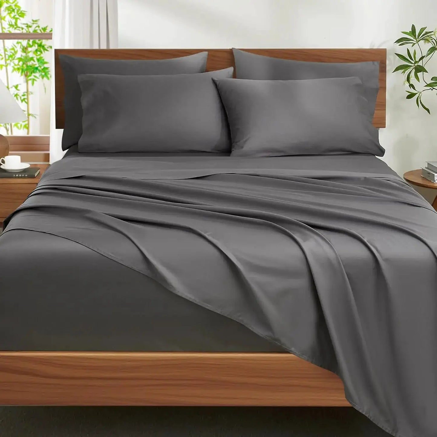 Egyptian Cotton Sheets Queen Size 6 Piece Set - 1200 Thread Count Deep Pocket Breathable Cooling Bed Sheets from PriceLows™