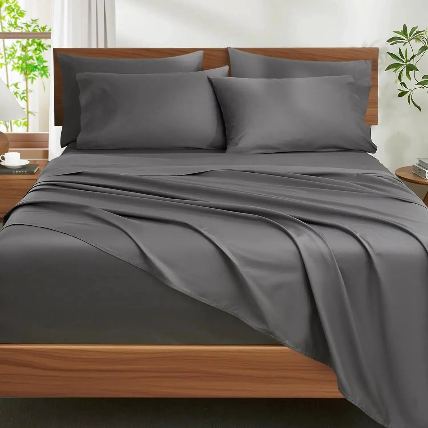 Egyptian Cotton Sheets Queen Size 6 Piece Set - 1200 Thread Count Deep Pocket Breathable Cooling Bed Sheets from PriceLows™