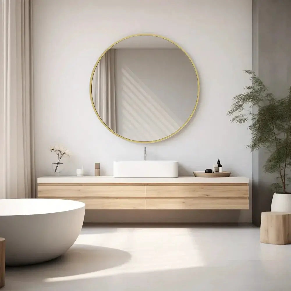 Sweetcrispy 2 Sizes Round Wall Mirror, Bathroom Mirrors For Over Sink, Circle Mirror For Bathroom, Entryway, Bedroom, Vanity Hom from PriceLows™