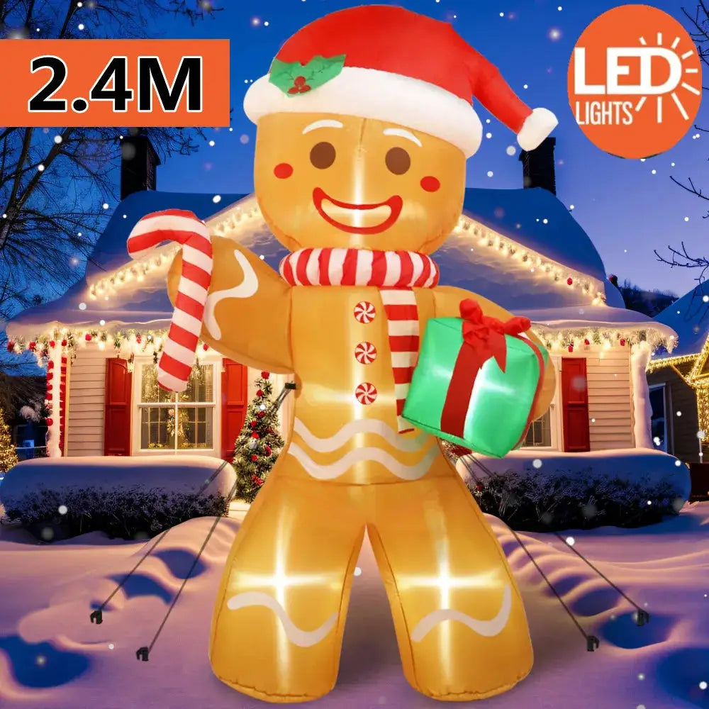 Gingerbread Man Inflatable | 8ft | Outdoor Christmas Yard Decor LED Lights
