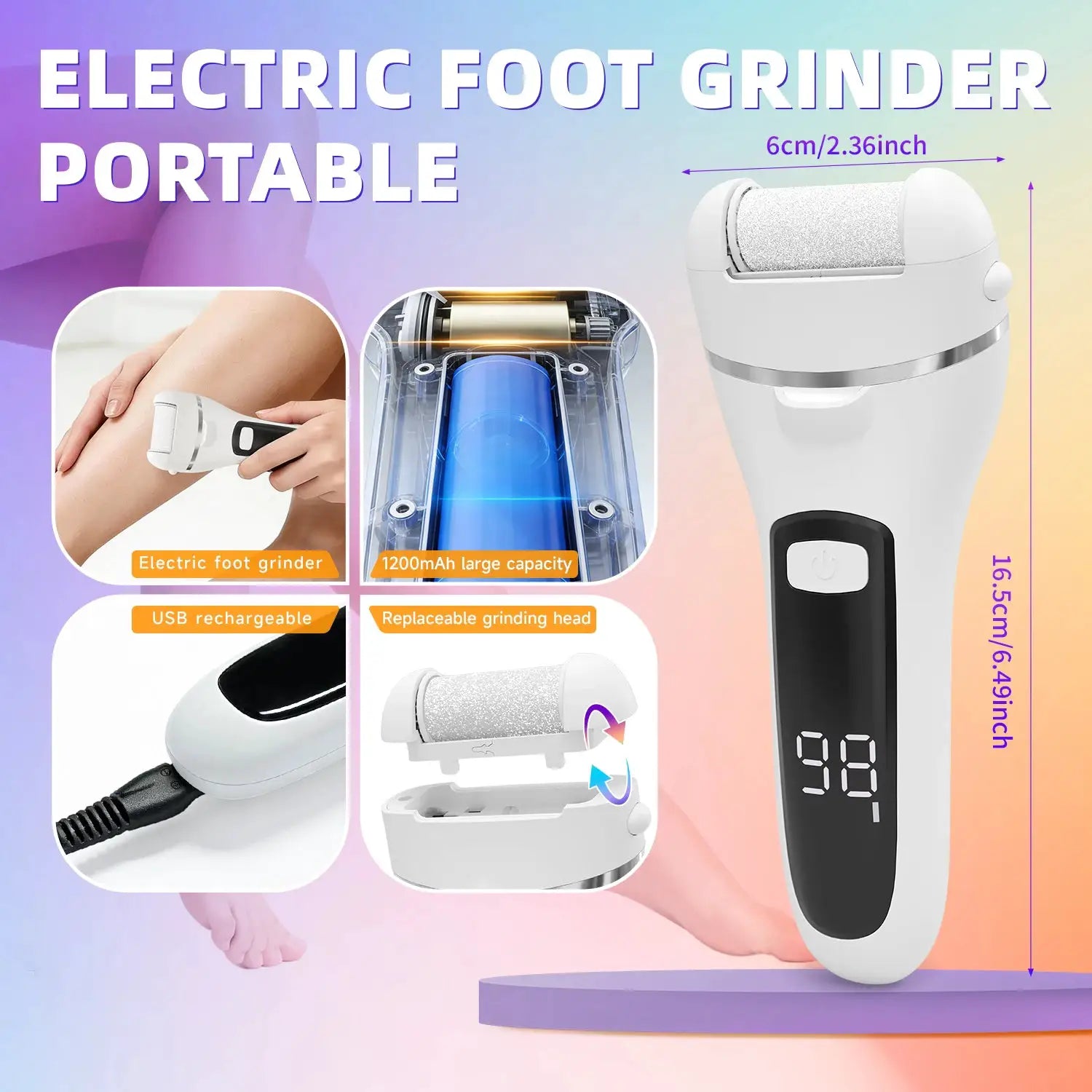 Rechargeable Electric Callus Remover Professional Pedicure Machine Foot File Grinder with 3 Heads for Dead Skin Removal from PriceLows™