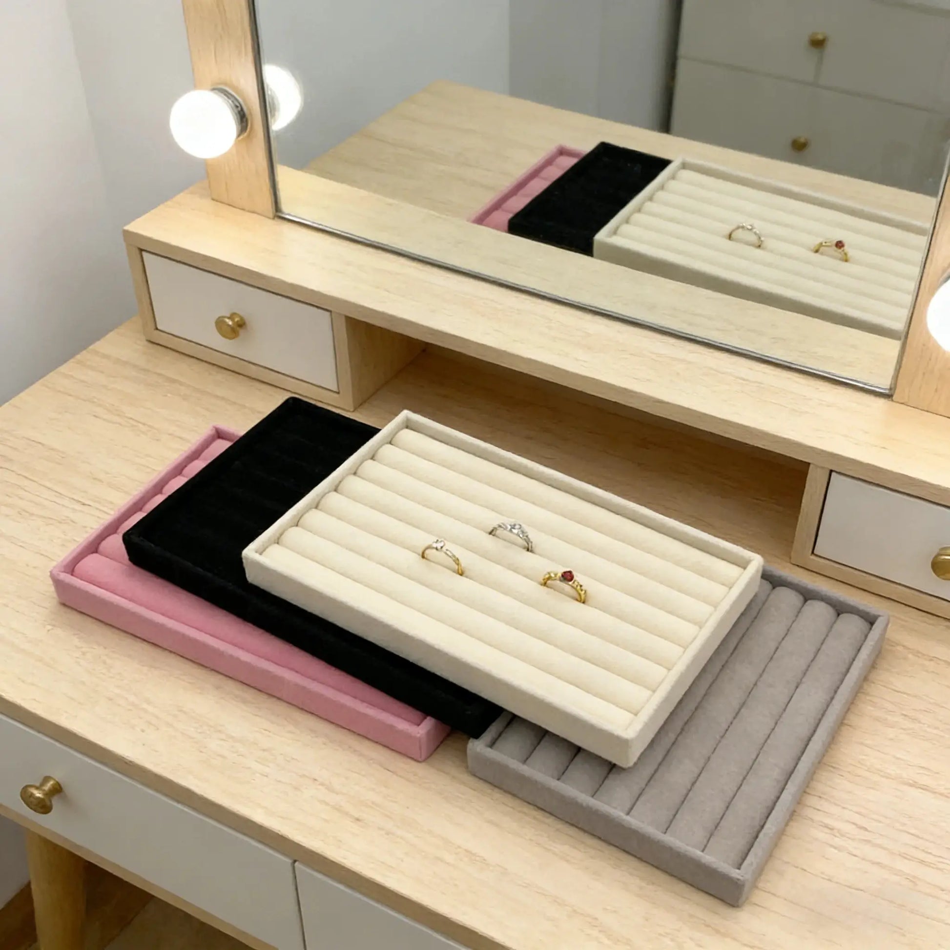 Jewelry Display Jewelry Storage Box Velvet Desktop Organizer Ring Necklace Bracelet from PriceLows™