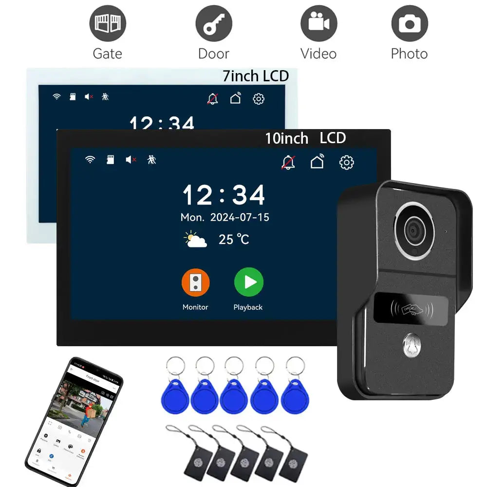 Smart Video Doorbell | 10 Inch Lcd | 1080P Hd | 5G Wifi