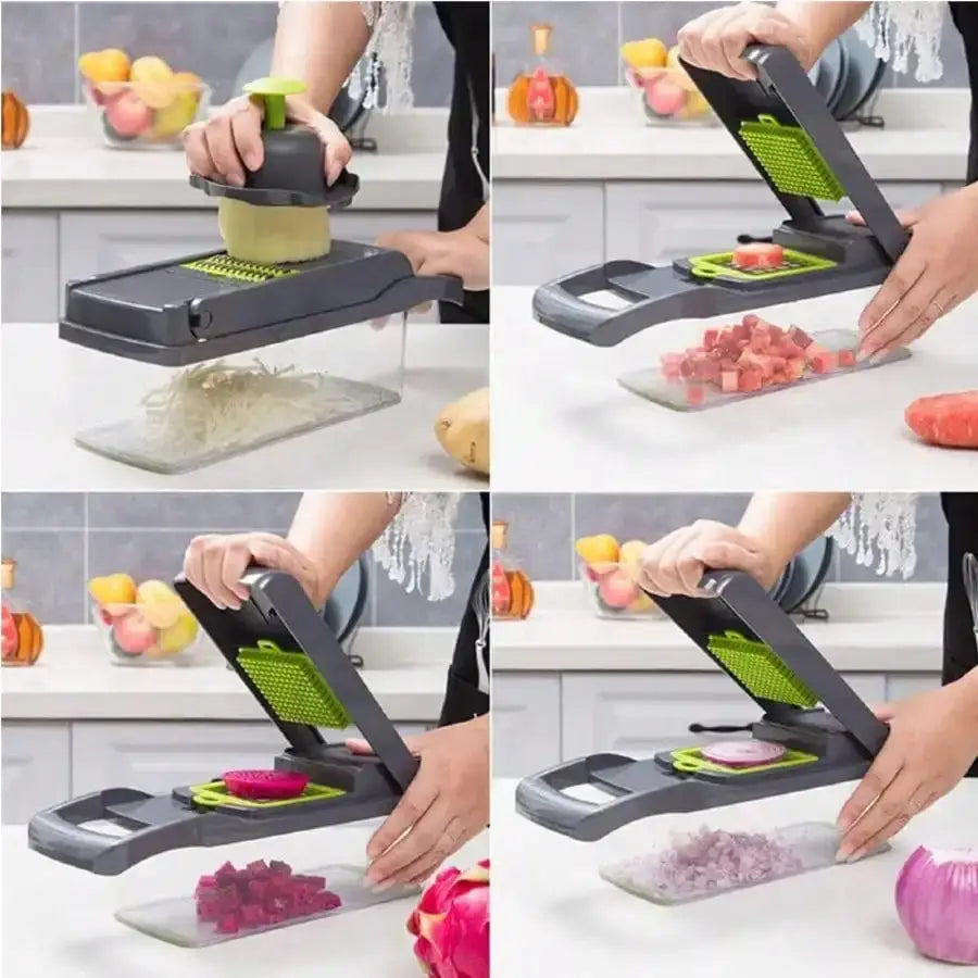 Vegetable Chopper | 16 In 1 With 8 Blades | Shredder Strainer Container