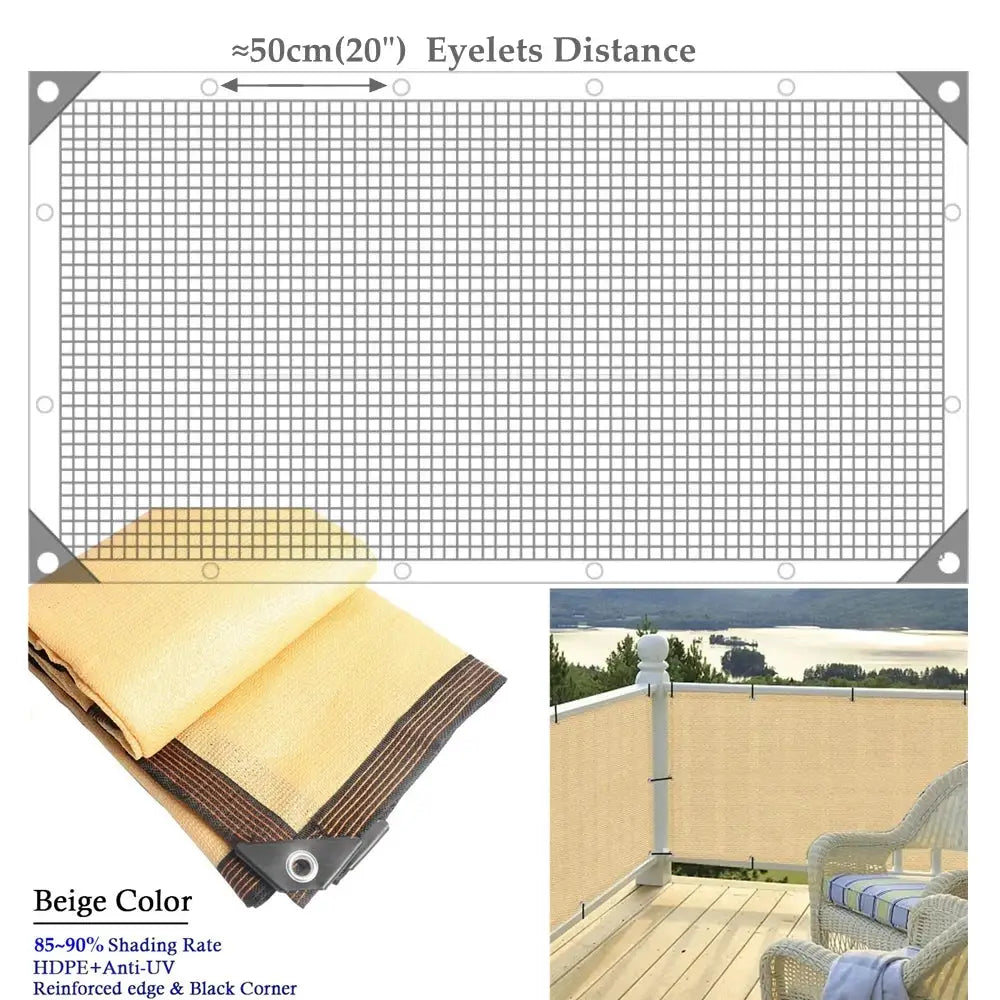 Balcony Privacy Screen | Beige White Stripe | Custom Sizes | Sunshade Net