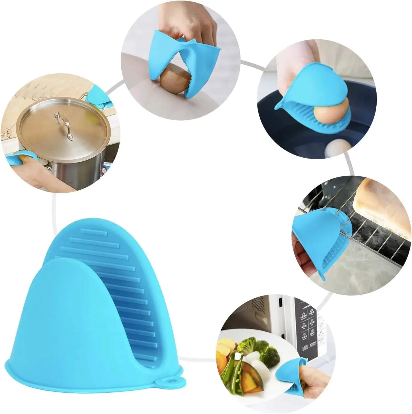 Mini Silicone Oven Gloves | Heat Resistant | Dishwasher Safe | Blue Green 4pcs