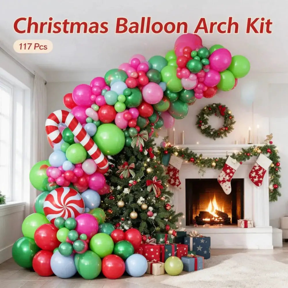 Christmas Balloon Garland Kit | Latex And Foil | Candy Cane Theme | Party Decor