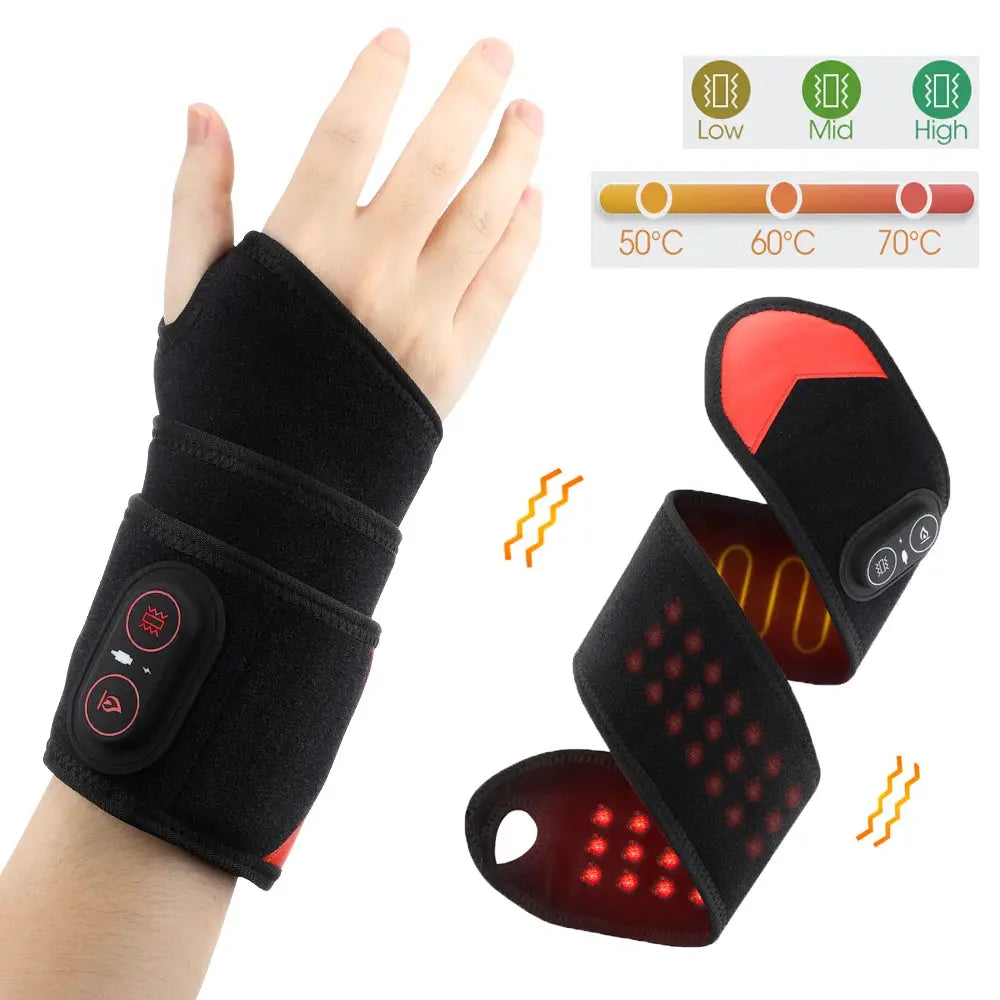 Cordless Wrist Brace | Red Light Therapy | 3 Heat Levels