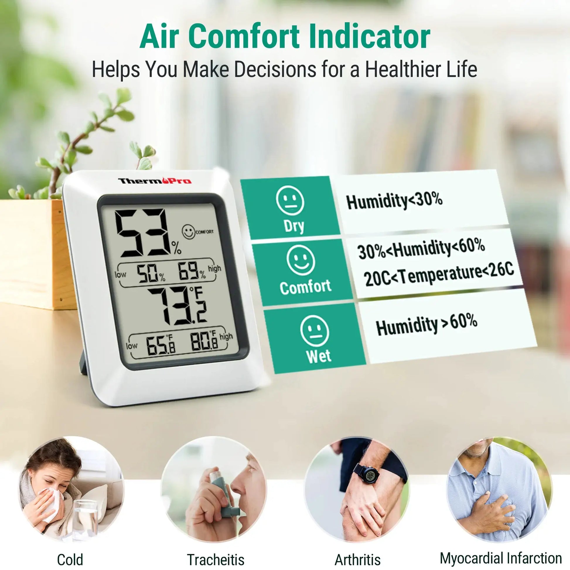 Thermopro TP50 Digital Thermometer Hygrometer Indoor Electronic Environmental Room Thermometer Weather Station For Home from PriceLows™