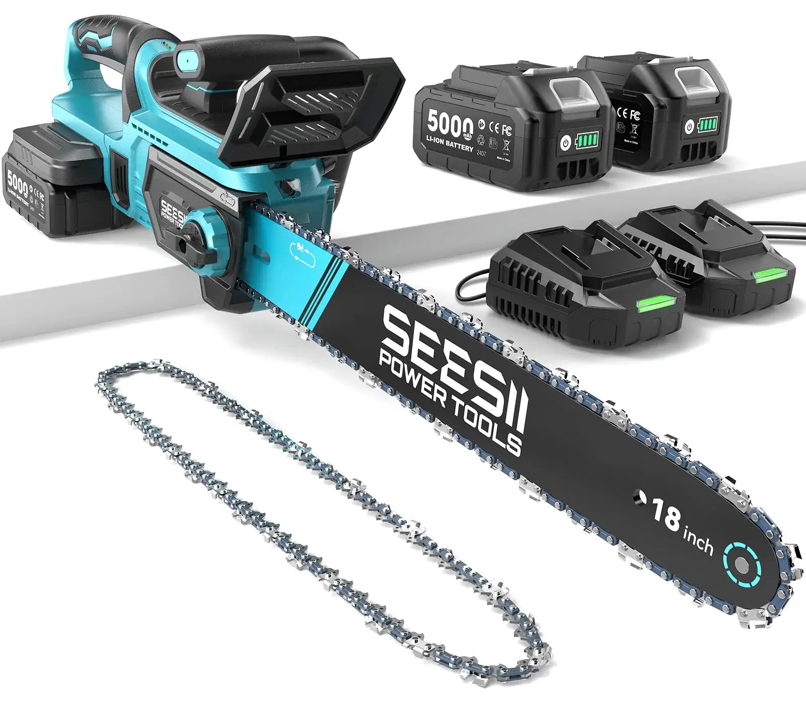 Seesii 40V 18Inch Cordless Electric Saw 2200W Brushless Chainsaw With Automatic Oiler Garden Woodworking Cutting Tool For Makita 18v Battery pin from PriceLows™