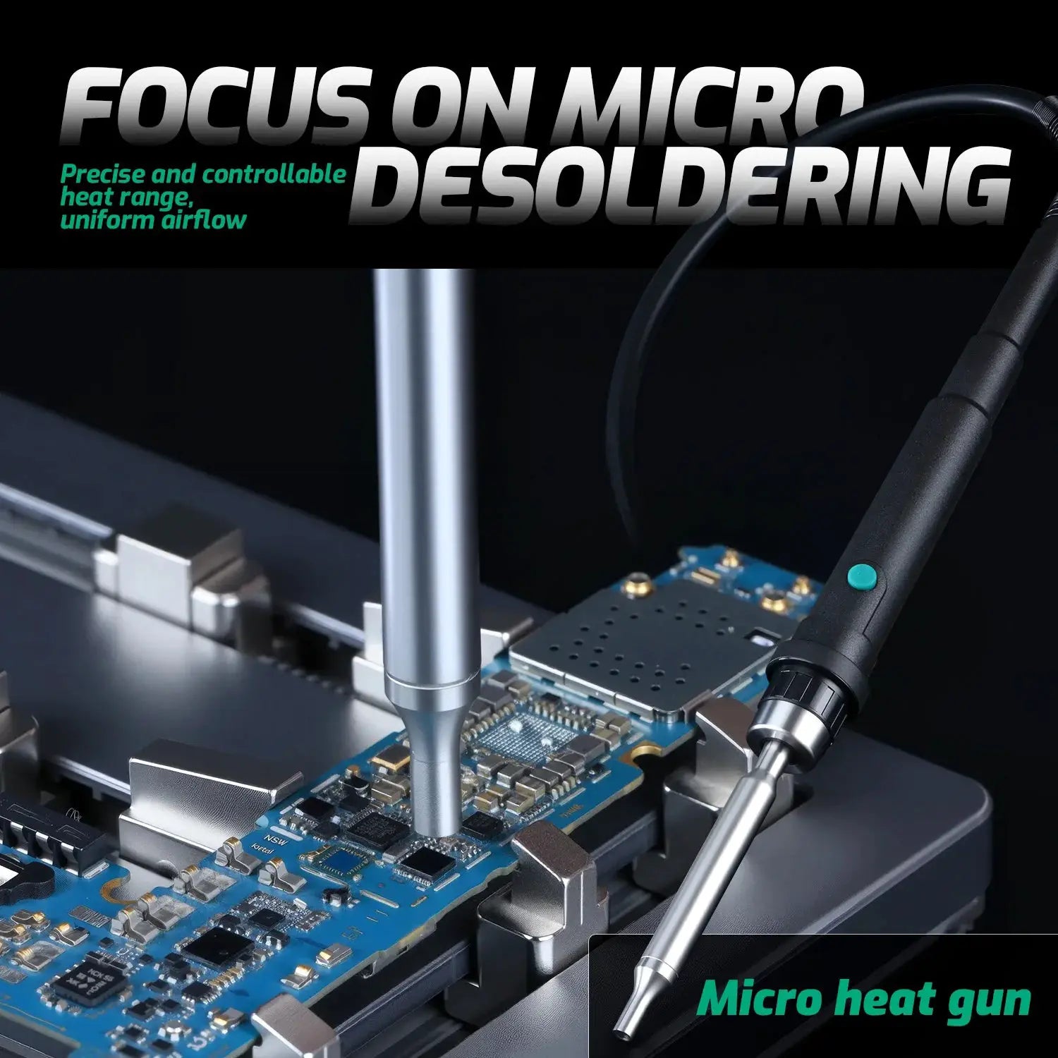 YIHUA 8509-I Micro Hot Air Gun Soldering Station with 0.5/3.5/3/2.5/2 mm Nozzle Temperture Adjustable BGA Rework Station from PriceLows™