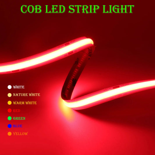 COB LED Strip Light High Density Linear Lighting 480/528Leds/m Flexible Tape Warm Natural White Red Blue Green Decor DC12/24V from PriceLows™