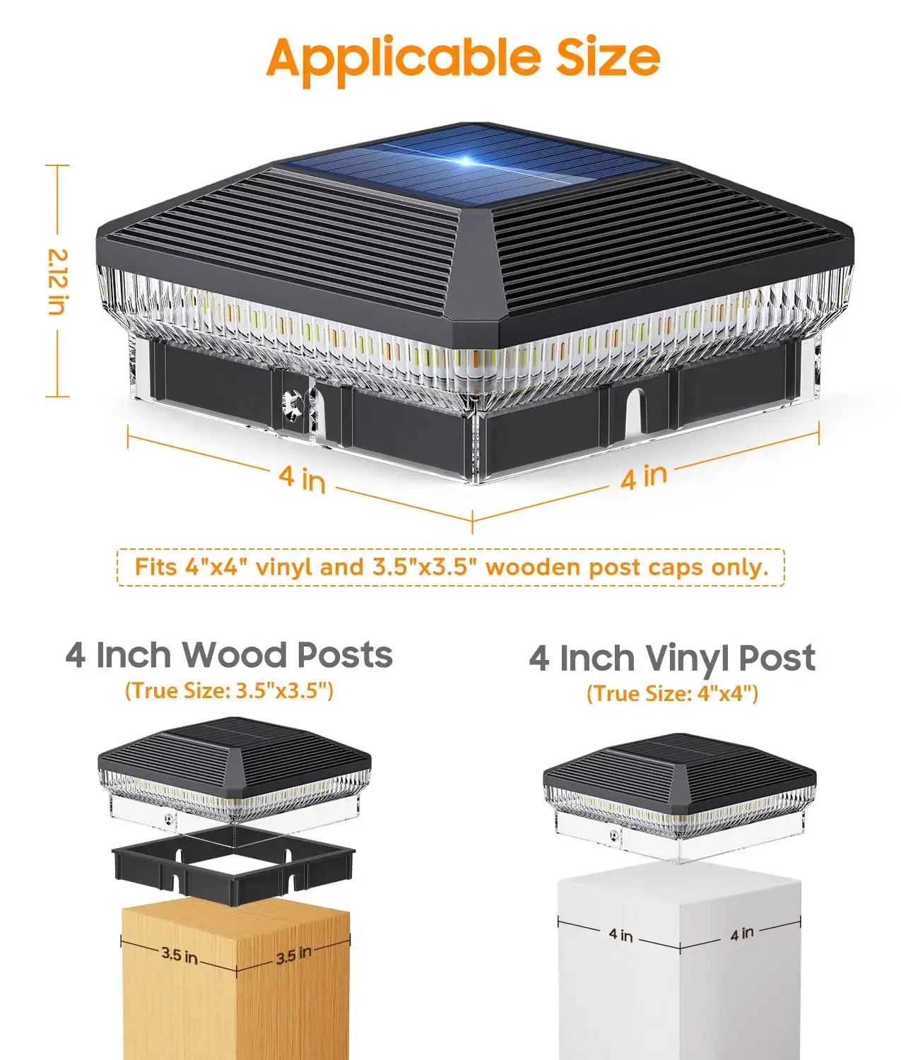 6/12 Pack Solar Post Cap Lights Outdoor with 3 Modes, 40 LEDs 4x4 Fence Post Solar Lights Outdoor Waterproof, 30 Lumens Fence Deck Post Lights Solar Powered for 4x4 3.5x3.5 Vinyl Wooden Post from PriceLows™