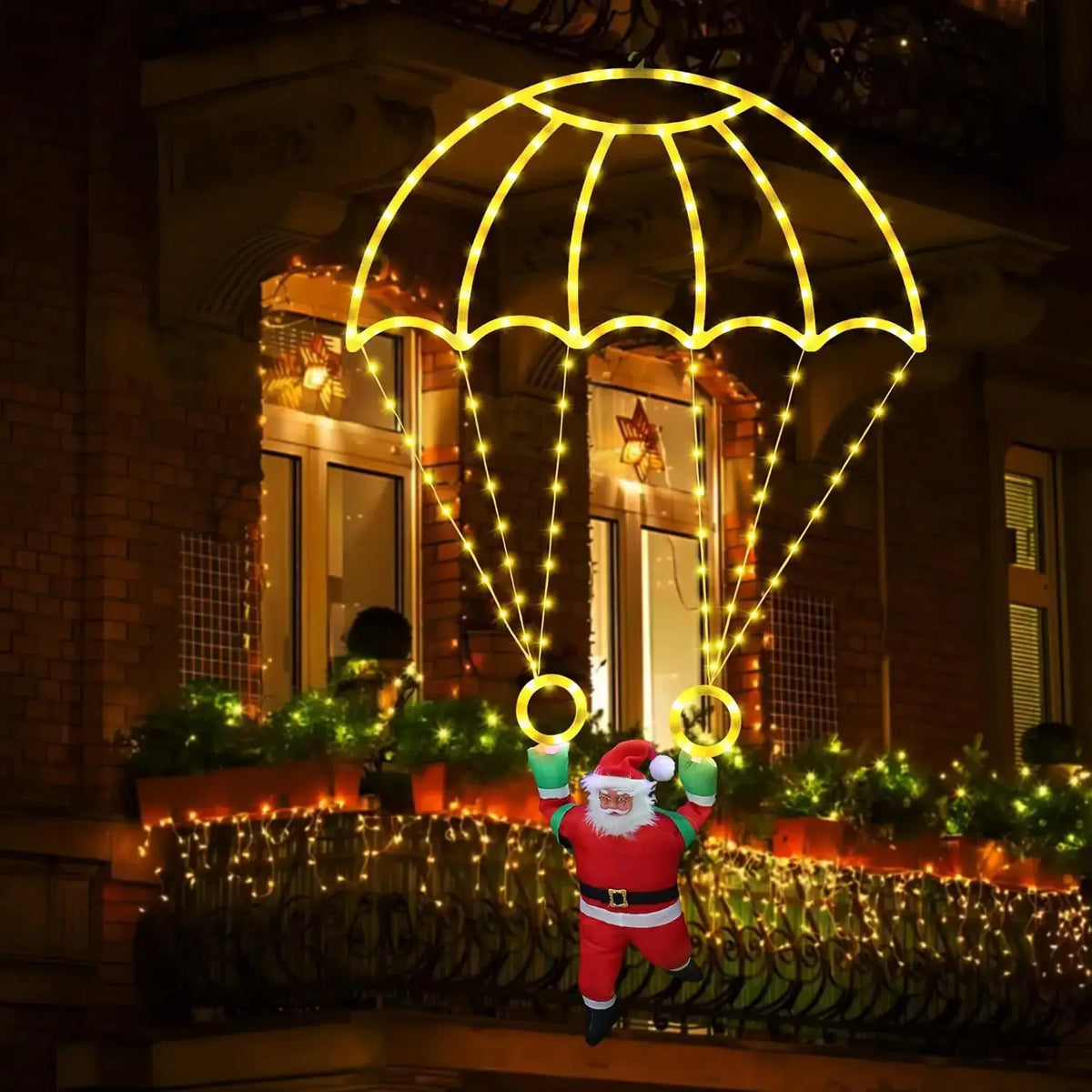 LED Christmas Parachute Lights | USB Powered | Santa Claus Design