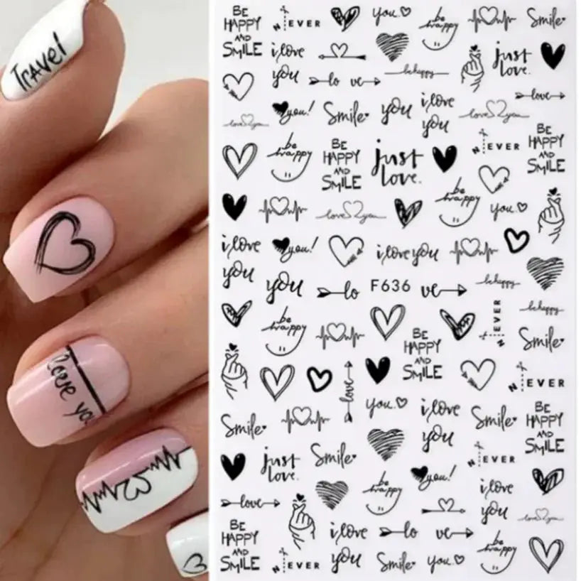 1PCS Laser Love Letter Nail Sticker Nail Art Decoration Flower Star supplies Decals Press On Nails Stickers Parts from PriceLows™