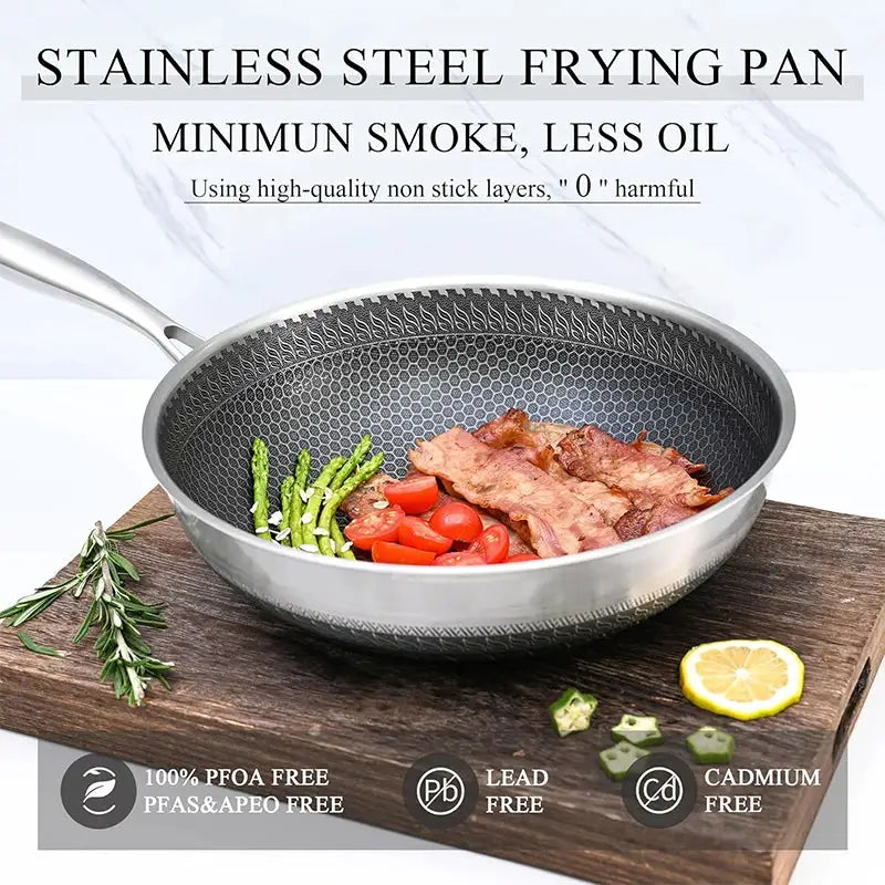 Wok Pan | 28 cm Diameter | Induction Compatible | Glass Lid Included