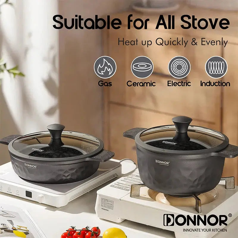 DONNOR 16Pcs Stockpot with Lid Kitchen Induction Cookware Set Multipurpose Stock Pot for Stew Simmering Soup Pot JT450 from PriceLows™