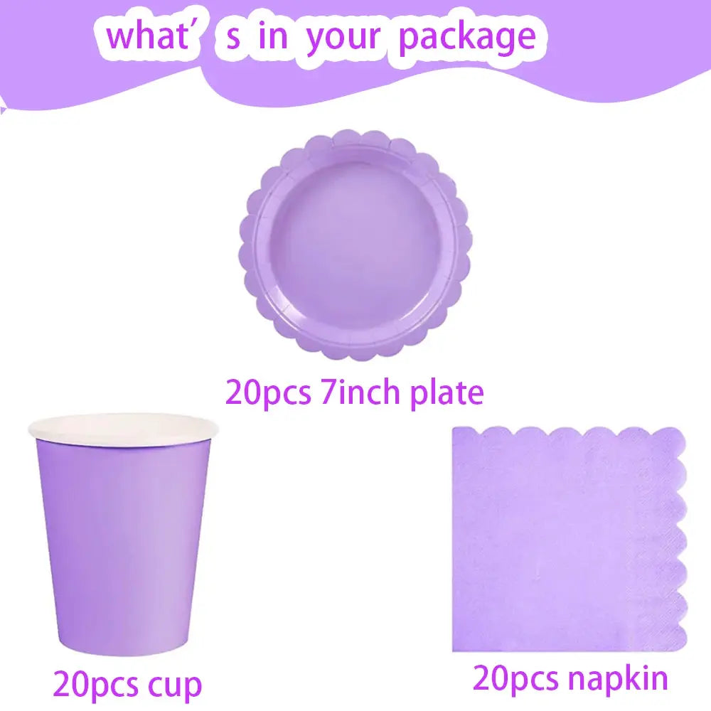 Paper Party Set | Lavender Cups | Plates | Napkins