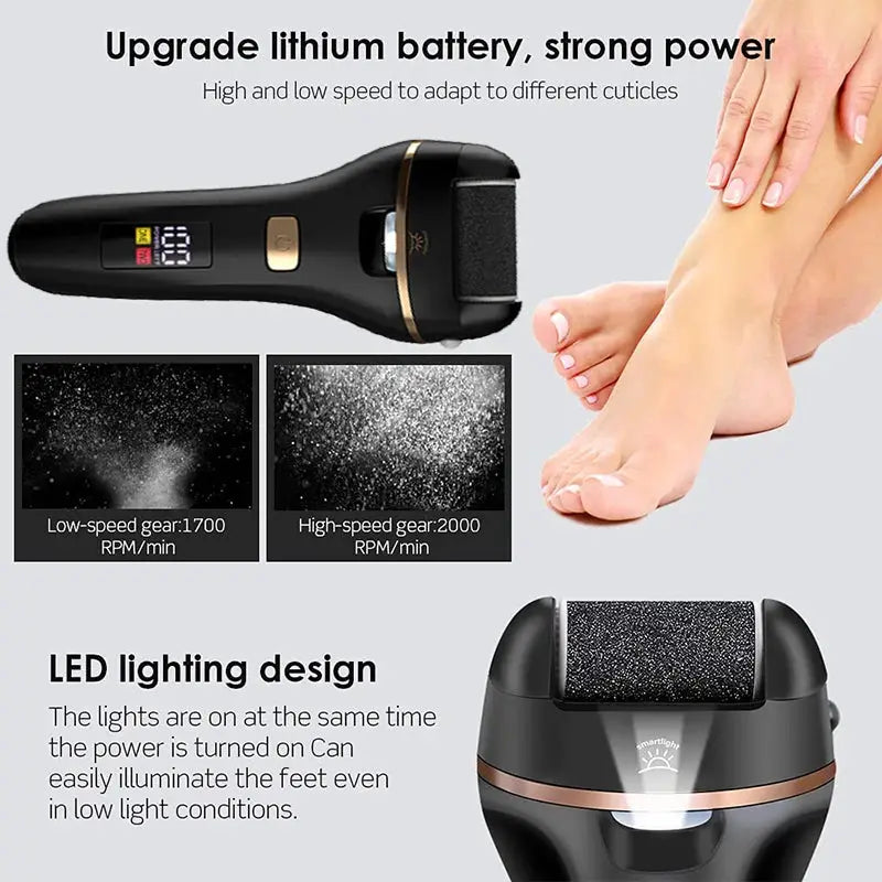 Waterproof Charged Electric Foot File for Heels Grinding Pedicure Tools Professional Foot Care Tool Dead Hard Skin Callus USB from PriceLows™