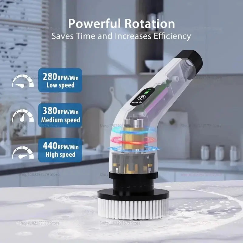 9 In 1 Electric Spin Scrubber | Cordless | Adjustable Extension Handle | One Size