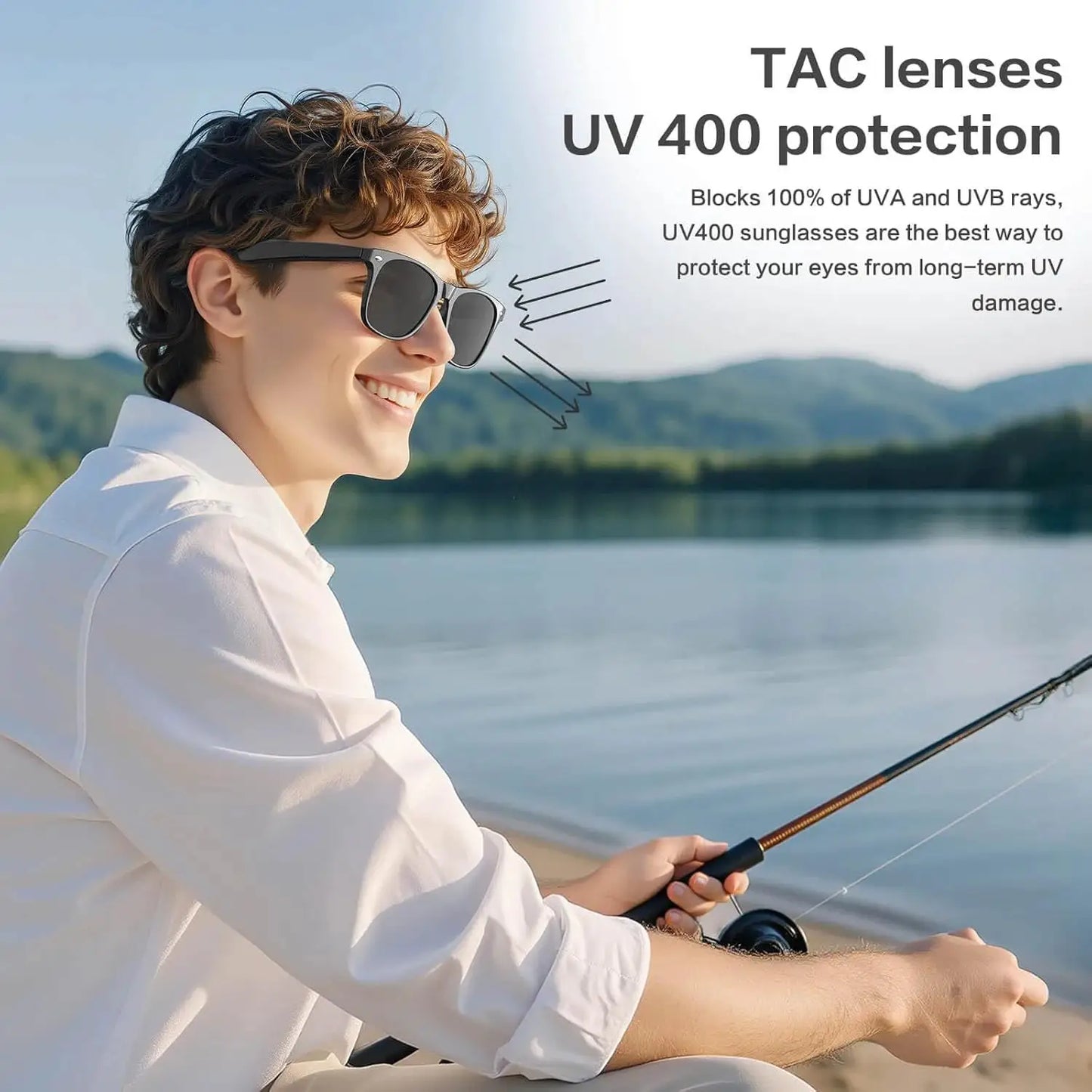 Smart Glasses | AI Translation 720P Dual Cam | Waterproof Bluetooth 5.3 | Men