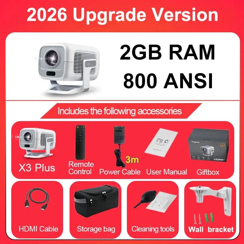 Portable Projector | Native 1080P | WiFi6 Bluetooth | Android OS
