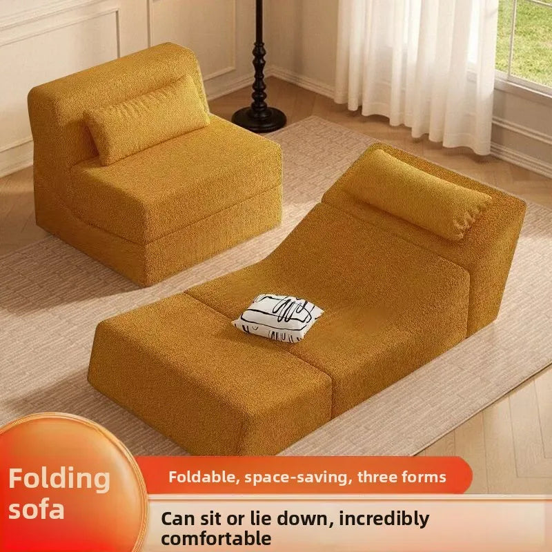 Folding Sofa Bed | Velvet Fabric | Convertible Recliner | Compact Size