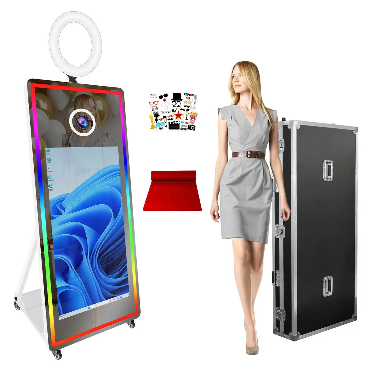 Magic Mirror Photo Booth | 65 Inch Frame | 43 Inch Touchscreen | LED Lighting
