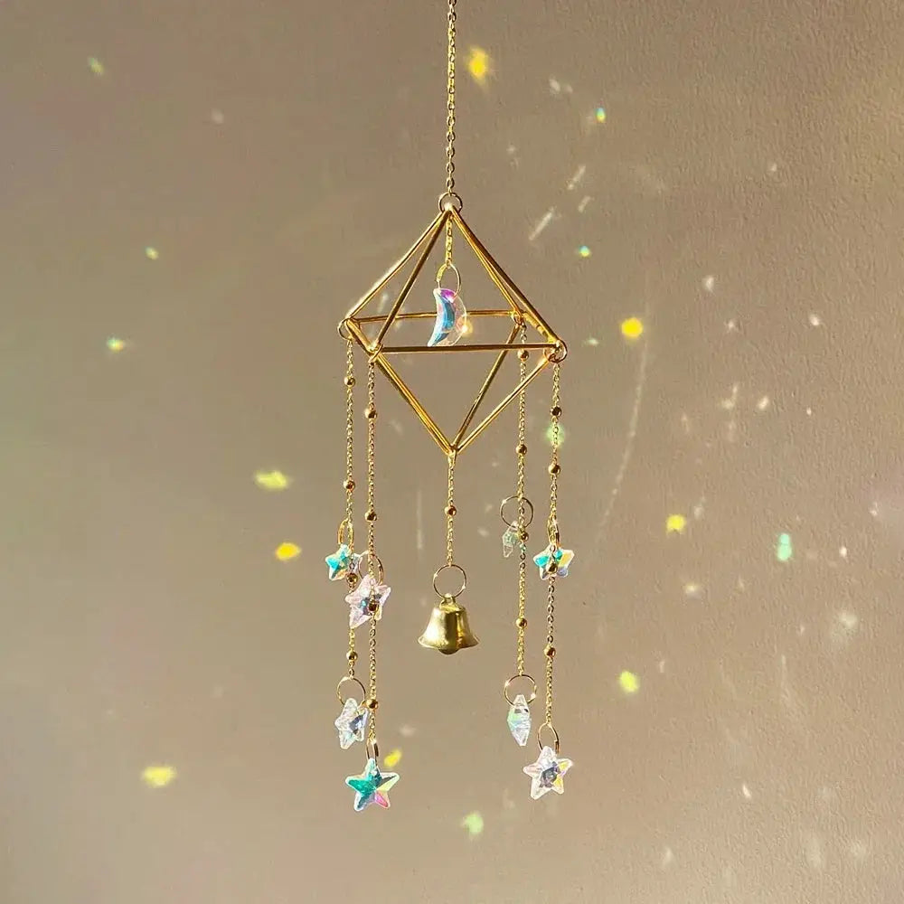 Rainbow Star Moon Wind Chimes, Sun Catcher Outdoor Window Home Decoration Garden Car Pendant from PriceLows™
