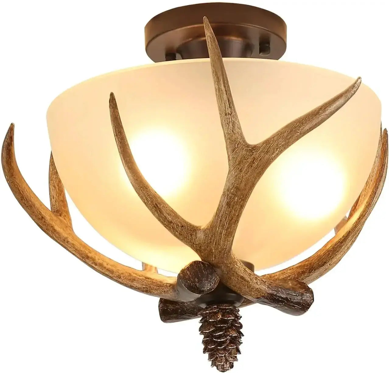 Ceiling Lighting, 3-Light Bronze Rustic Antler Bowl Style Ceiling Light for Kitchen Bar Cafe Living Room from PriceLows™
