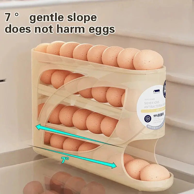 4-Tier Automatic Rolling Egg Rack Refrigerator Egg Storage Container Kitchen Fridge Egg Dispenser Refrigerator Organiser from PriceLows™