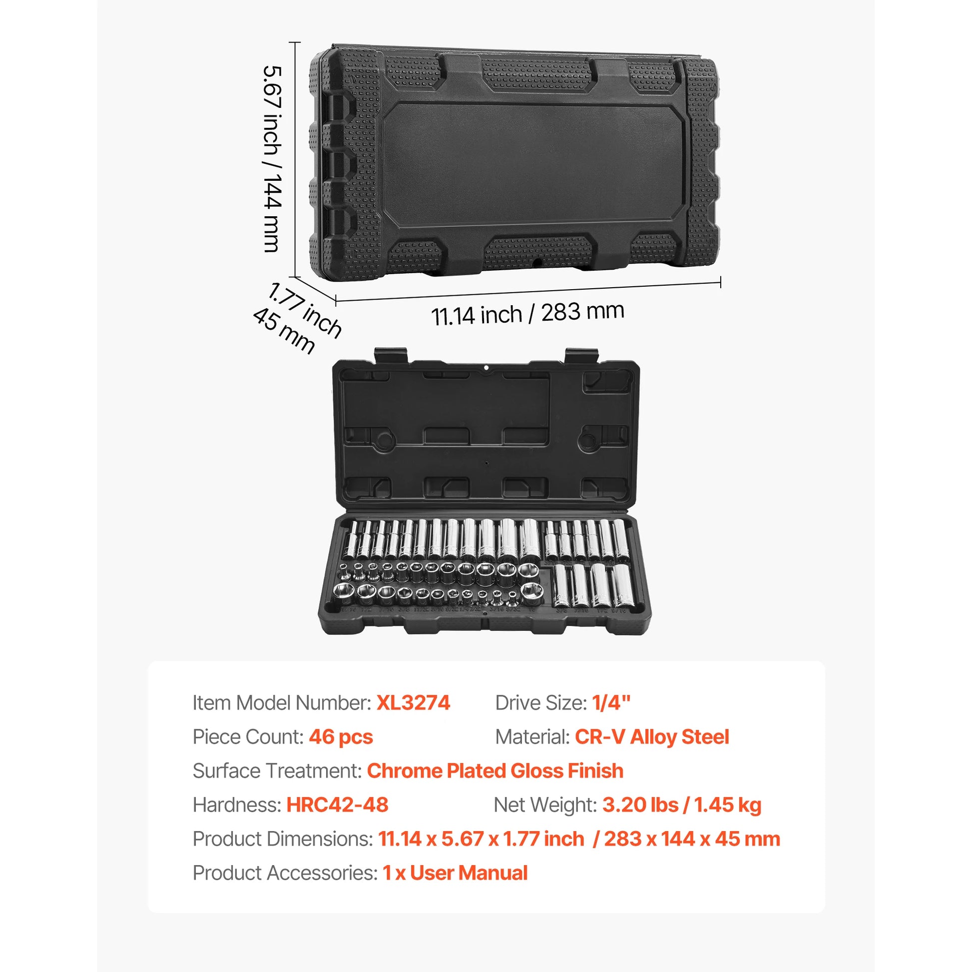 SucceBuy Socket Set 86 Pieces 3/8 1/4 1/2in Drive Socket and Ratchet Set SAE Metric Mechanic Tool Kit with Ratchet Wrench from PriceLows™