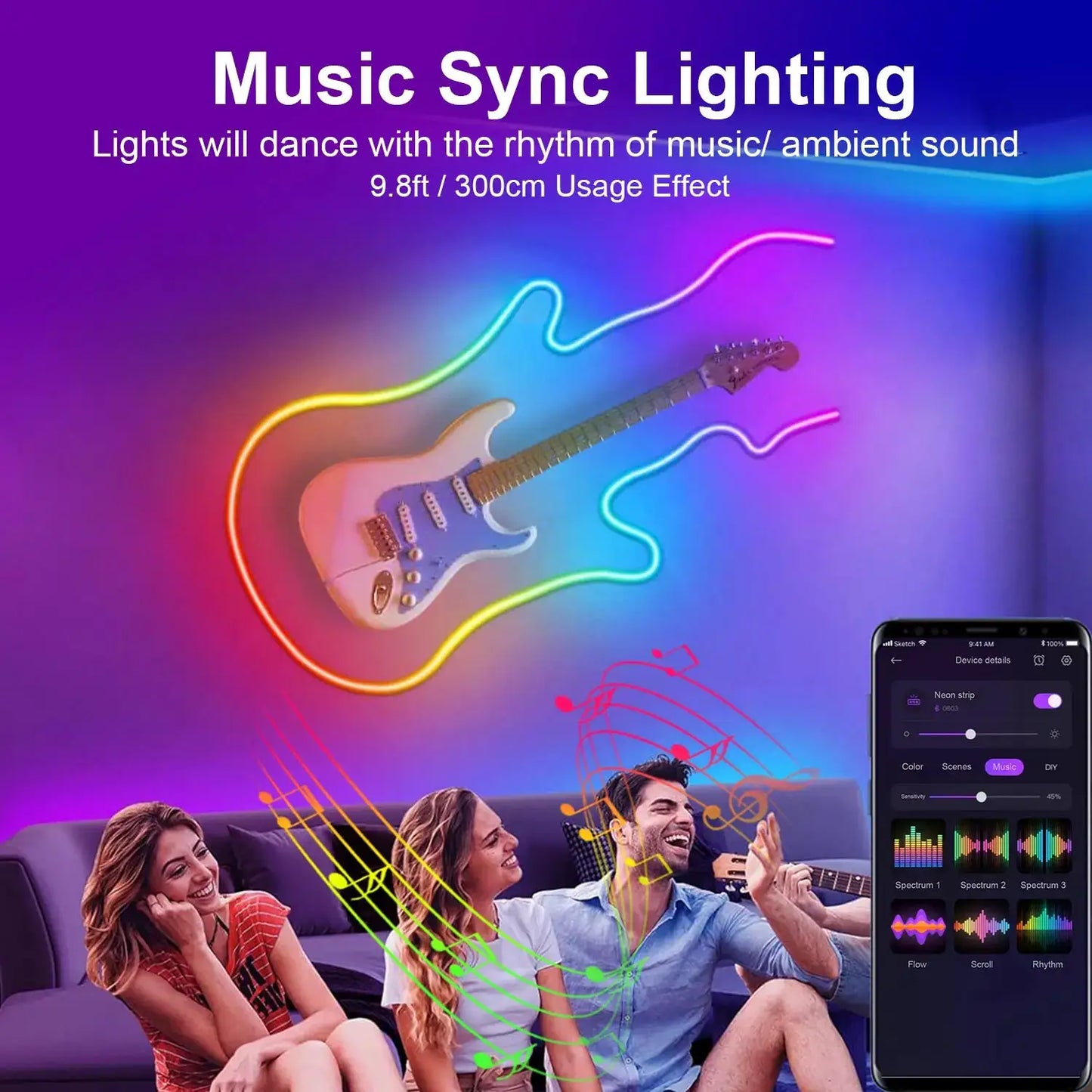 Neon LED Strip Lights 1m 2m 3m Silicone Neon Rope Light Music Sync DIY APP MeRGBW Multicolor Chasing Strip Tape Room Wall Decor from PriceLows™