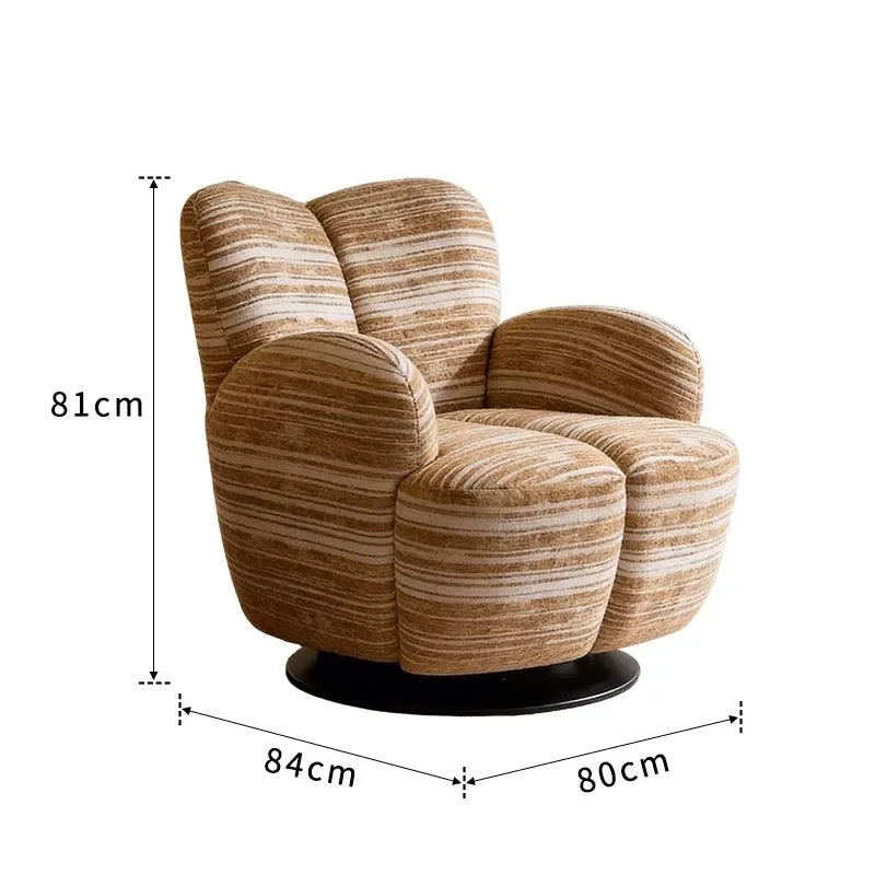 Rotating Chair | Striped Fabric | Wood Frame | Width Under 2000mm