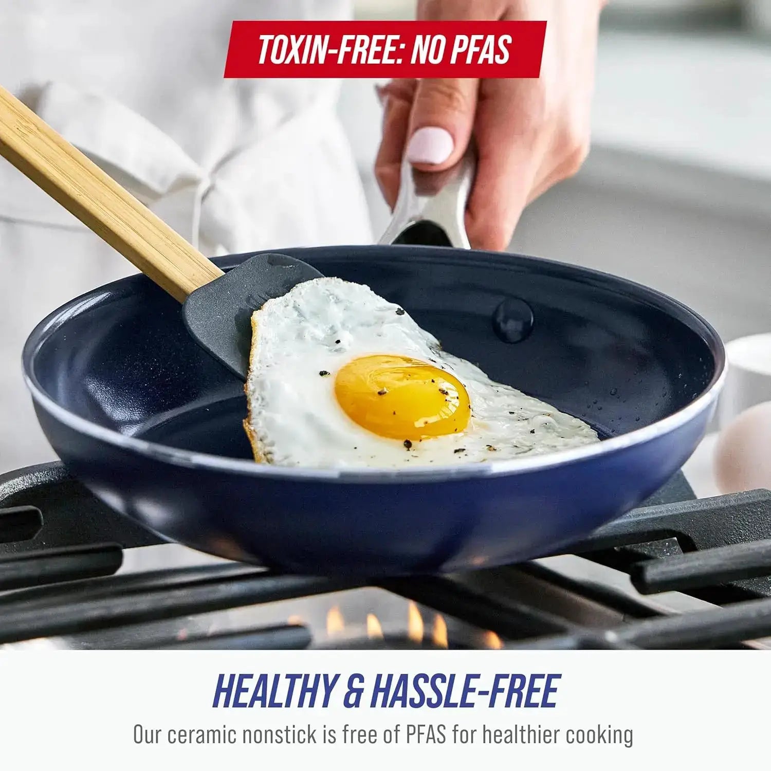 10 Piece Nonstick Cookware Set, Diamond Ceramic Pots & Pans, Dishwasher Safe, Oven Safe to 600F, Blue from PriceLows™