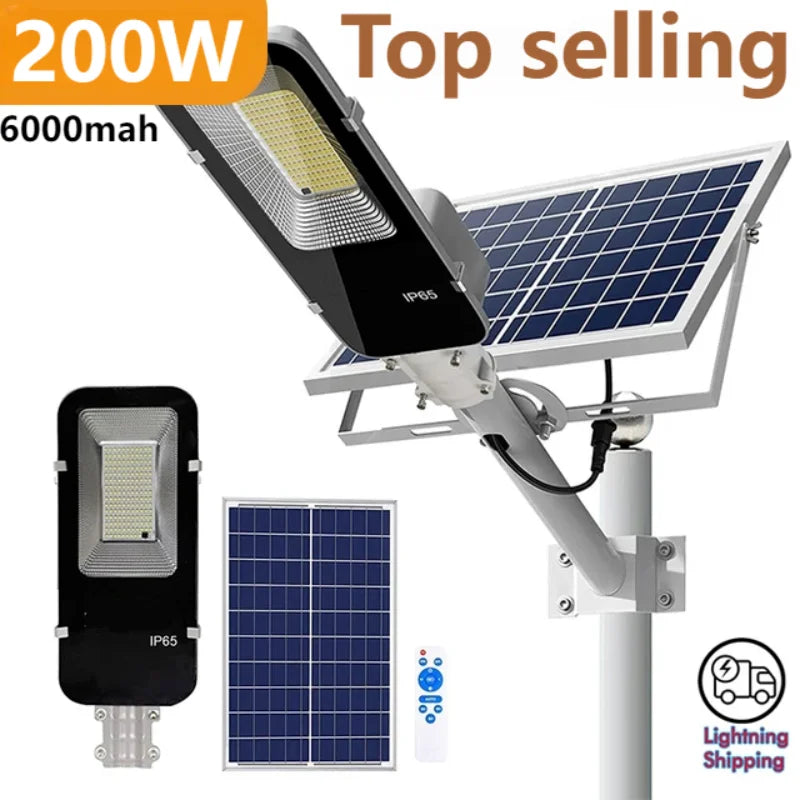 200W Powerful Solar Light Outdoor Solar Street Light 6000mah Waterproof Automatic Dusk to Dawn Street Light For Garage Garden from PriceLows™