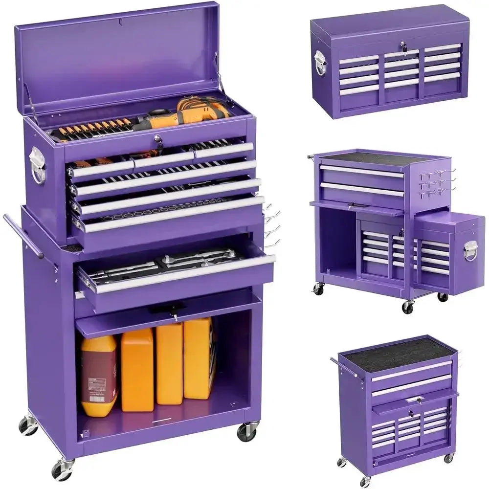 8 Der Tool Chest with Wheels, 2-in-1 Detachable Rolling Tool Chest with Ders, Large Tool Cart on Lockable Wheels, Metal Tool Box from PriceLows™